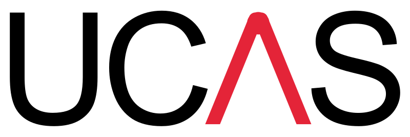 UCAS logo black font with a red A