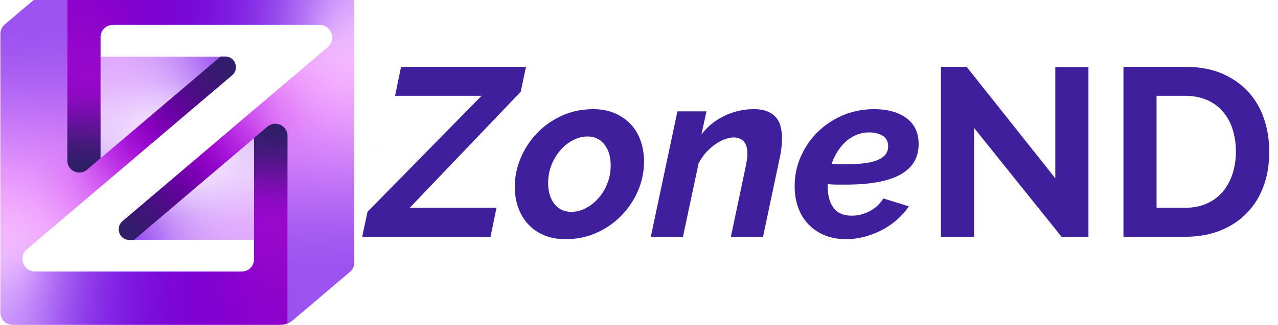 ZoneND logo - White 'Z' on a purple background